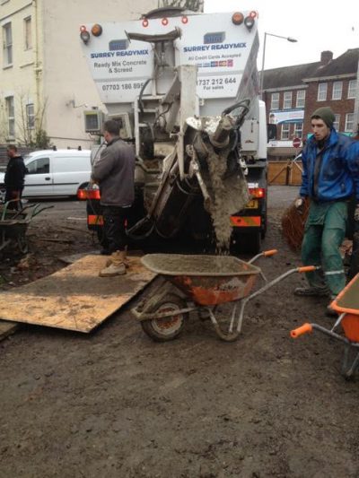 Ready-mix concrete delivered and poured on site